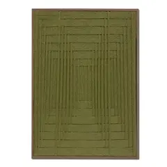 TEJICORP - Cuadro Charlott verde olivo - lienzo trenzado con hilos de algodón