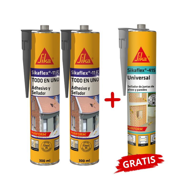 2 Adhesivo y Sellante Sikaflex 11FC Purform Negro 300ml+Gratis Sikaflex