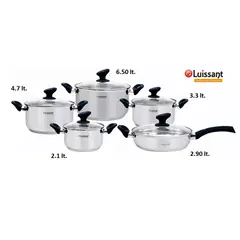 LUISSANT - Juego De Ollas Acero Inoxidable 10 Piezas