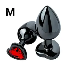 DR PINKY - Plug Talla M Dilatador Anal de Aluminio Consolador Joya Corazon Rojo