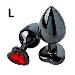 DR PINKY - Plug Talla L Dilatador Anal de Aluminio Consolador Joya Corazon Rojo