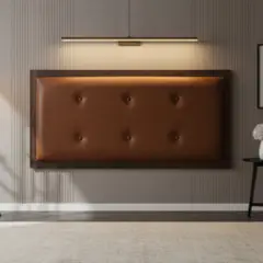 MUEBLES MACRUMO - Cabecera aérea de melamina Aira- King plazas marrón