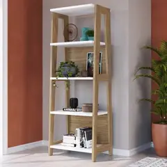 R&R MUEBLES - Estante Moderno Hirose Marrón y Blanco