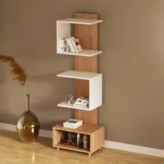 R&R MUEBLES - Estante Moderno Hearke Marrón y Blanco