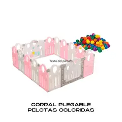 GENERICO - Corral Plegable Para Niños 14 pzs Con Pelotas - Rosado