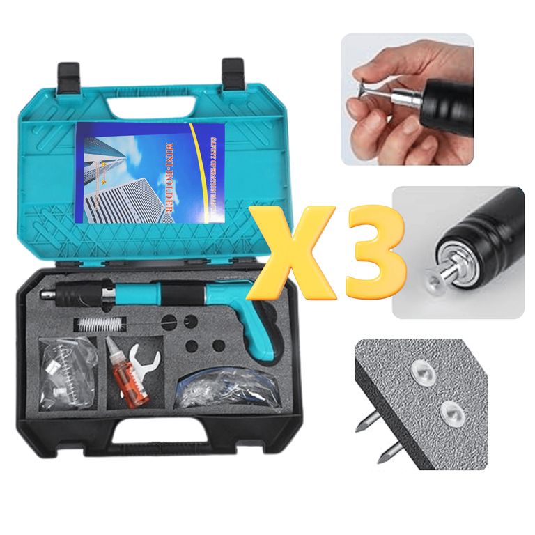 Pack de 3 Pistolas de Clavos - Triple Potencia Fijaciones Precisas