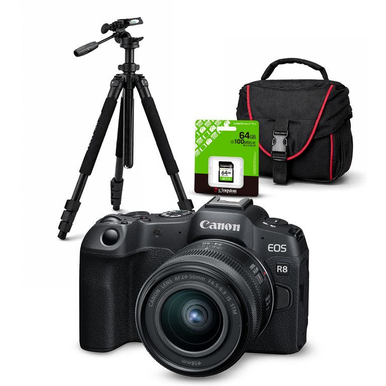 Cámara EOS R8 + Lente RF 24-50mm f45-63 IS STM + Kit Deluxe