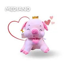 GENERICO - Peluche Tierno Cerdito Rey Cupido Mediano
