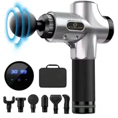 VICTORIA - Pistola de Masaje Muscular Profesional con 6 Cabezales, 30 Velocidades