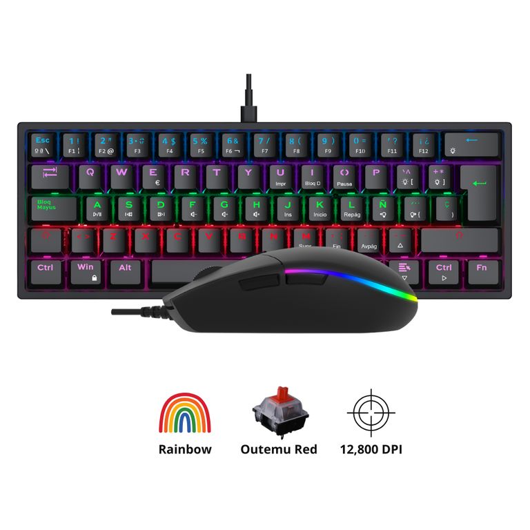 Combo Gamer Teclado + Mouse Vrifrozt Berserker Negro