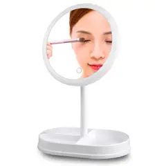 GENERICO - Espejo para maquillaje con Luz LED recargable y base organizadora