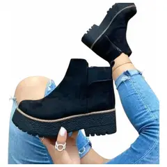 GENERICO - Botin Mujer Gamuza Cierre 2086L-60 Color Negro