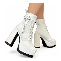 GENERICO - Botin Mujer Taco 12 Plataforma 5 2086L-78 Color Blanco