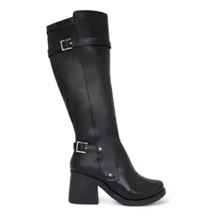 GENERICO - Botin Mujer Taco 7 Doble Hebilla 2086L-70 Color Negro