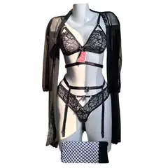 GENERICO - BATA LENCERIA PORTALIGAS DE ENCAJE SEXY