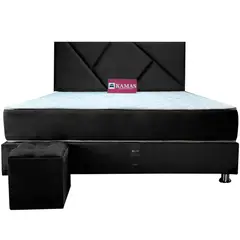 KAMAS - DORMITORIO KING SARKI + CABECERA AÉREA LINEAL 2 - NEGRO