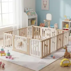 GENERICO - CORRALITO INFANTIL EXTRAGRANDE MODELO BABY BEAR COLOR COFFEE 180x200CM