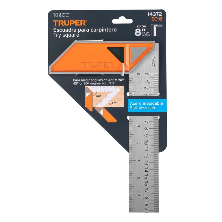Escuadra 8″ Para Carpintero con Mango de Aluminio