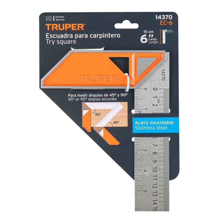 Escuadra 6″ Para Carpintero con Mango de Aluminio