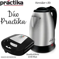PRACTIKA - DUO Hervidor Inox 18lt +Sandwichera Grill Max