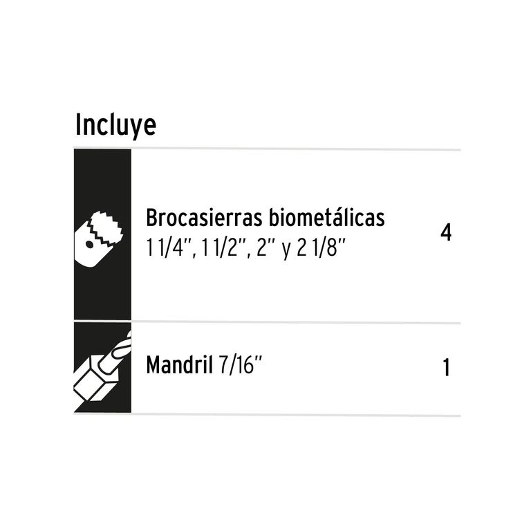 Juego de 4 Sierras Copa Bimetálicas y 1 Guía