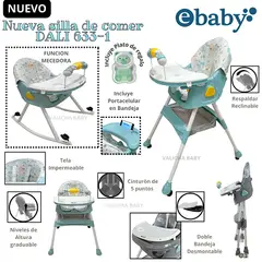 EBABY - SILLA DE COMER MECEDORA + PLATITO - VERDE- DALI NUEVO MODELO