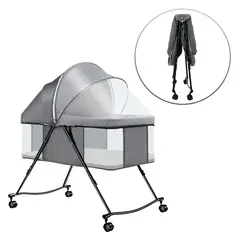 BABYPAL - Cuna Plegable para Bebé con Mosquitero y Función de Mecedora