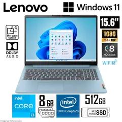 LENOVO - Laptop IdeaPad Slim 3 15IAN8 Intel Core i3-N305 8GB RAM 512GB SSD 15.6 FHD - 82XB003MLM