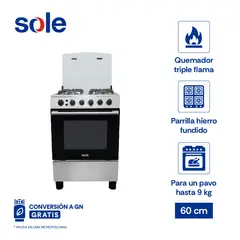SOLE - Cocina De Pie Punta Sal Glp/Gn 60 Cm 4 Hornillas