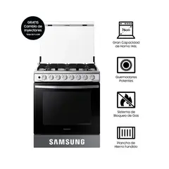 SAMSUNG - Cocina a Gas NX52T5311PS, 6 hornillas Black Smog