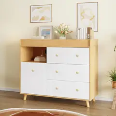GENERICO - Cómoda Cambiador Para Bebé Siena 4 Cajones Blanco y Duna 120 cm Huk