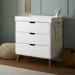 GENERICO - Cómoda Cambiador Para Bebé Maya 3 Cajones Blanco 75 cm Huk