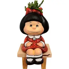 GENERICO - Maceta macetero Rojo Mafalda Pintada a Mano Present