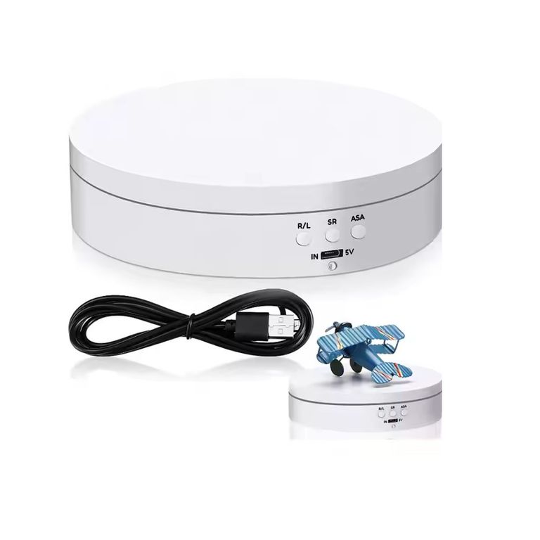 Soporte De Exhibición Base Giratorio Eléctrico De 3 Velocidades Blanco