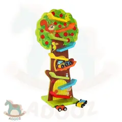GENERICO - Árbol Montessori de Madera con Pista de Autos y 3 Carros