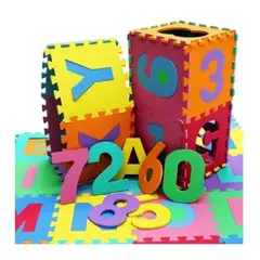 GENERICO - Piso de Goma EVA 30x30x0.8cm - ABC + numeros - 36 Pcs