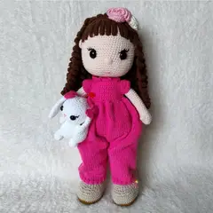 GENERICO - Muñeca amigurumi con conejito 35cm Peluche Adorno