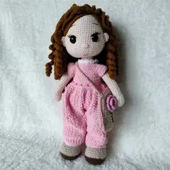 GENERICO - Muñeca amigurumi con carterita 35cm Peluche Adorno