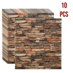 GENERICO - Pack x 10 Papel Tapiz Autoadhesivo Decoración 3D Ladrillo 70 x 77 cm