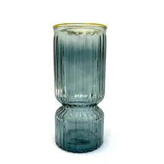 ICHIMATSU - Florero Labrado Borde Dorado AZUL