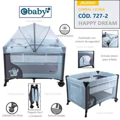 EBABY - CUNA CORRAL CON CAMBIADOR HAPPY DREAM - CELESTE