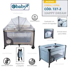 EBABY - CUNA CORRAL CON CAMBIADOR HAPPY DREAM - BEIGE