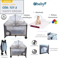 EBABY - CUNA CORRAL CON CAMBIADOR HAPPY DREAM - BEIGE + COLCHON