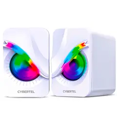CYBERTEL - Parlante Gamer Exxpert Blanco Luces Led Rgb Pclaptop