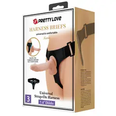 PRETTY LOVE - Dildo y Arnés Universal Ajustable Kevin 19 cm x 3.7 cm BDSM Strap On.