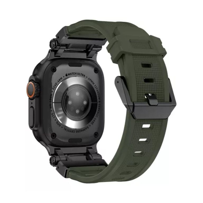 CORREA DE ACERO Y TPU PARA WATCH 44-45-46 y 49 mm RUGGED VERDE