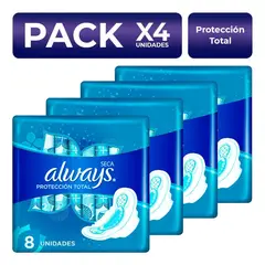 ALWAYS - PackX4 Toallas Protección Total Seca 8 un