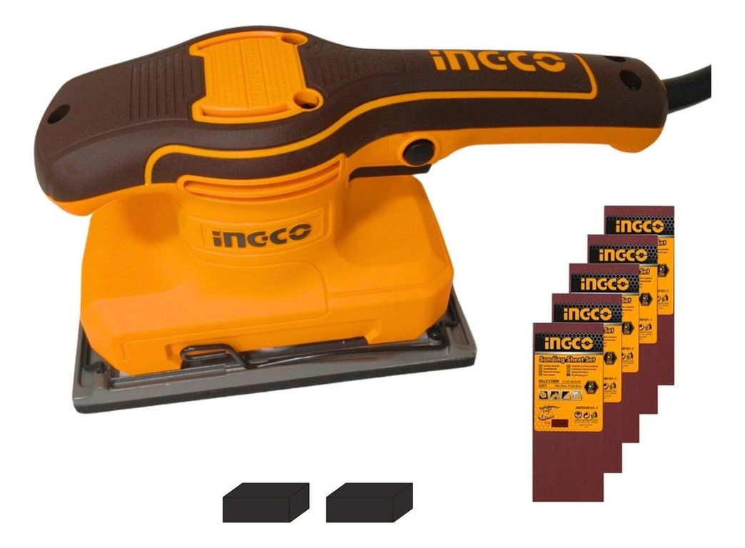 Lijadora orbital 320w + 5 lijas industrial Ingco