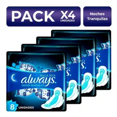 ALWAYS - PackX4 Toallas Noches Tranquilas Seca 8 unidades