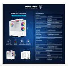 MICRONICS - Case Gamer ICUBE WHITE MIC GC800-6W 4FAN RGB
